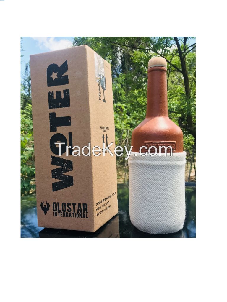 water bottle made by natural clay
