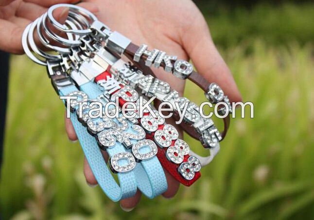 fashion jewelry accessories, letter slider beads with crystal, jewelry fundings