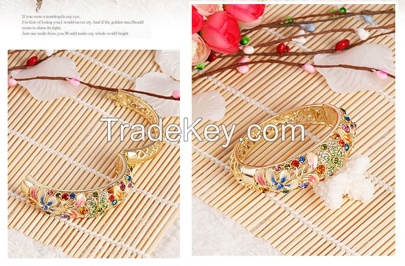 2015 novelty enamel steel bangle with crystal, fashion metal bangle, best promotional gift