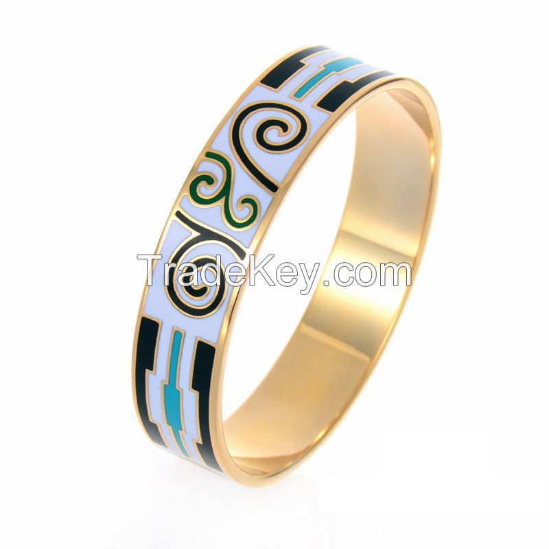 2015 novelty enamel stainless steel bangle, fashion metal bangle, best promotional gift