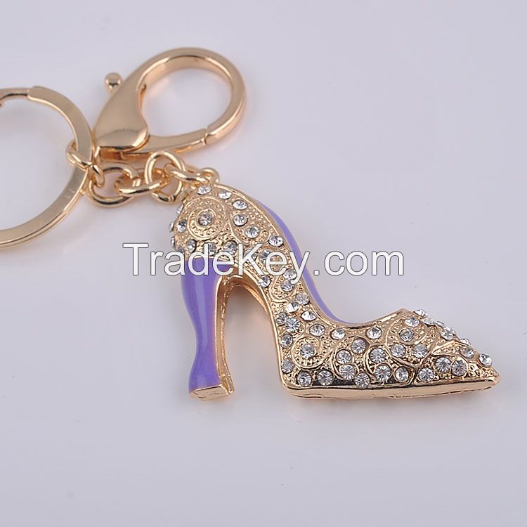 high-heel shape keychain with crystal, fashion bag decoration