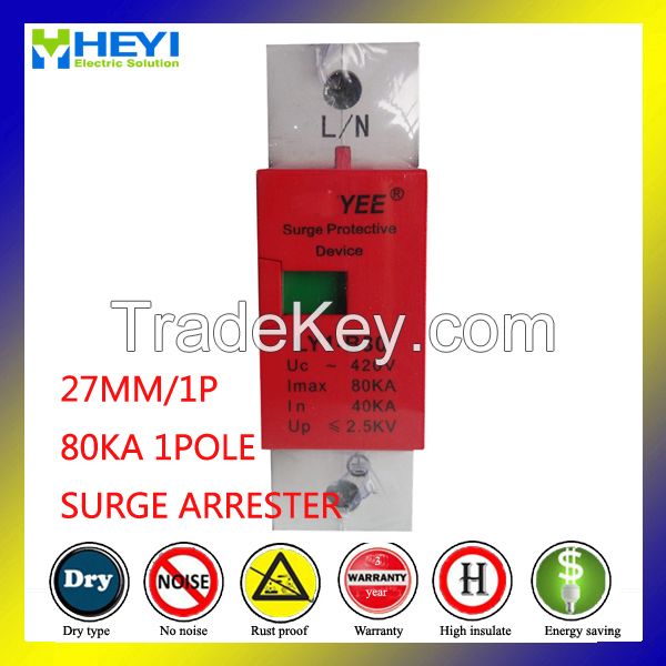 80KA   420v  1p  80A 27mm width  SPD Household Surge Protector Protective Low-voltage Arrester Device Surge Protective Device