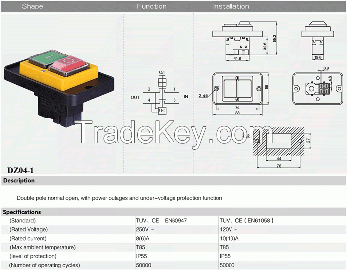 Electromagntic Switch with Double-pole DZ04-1