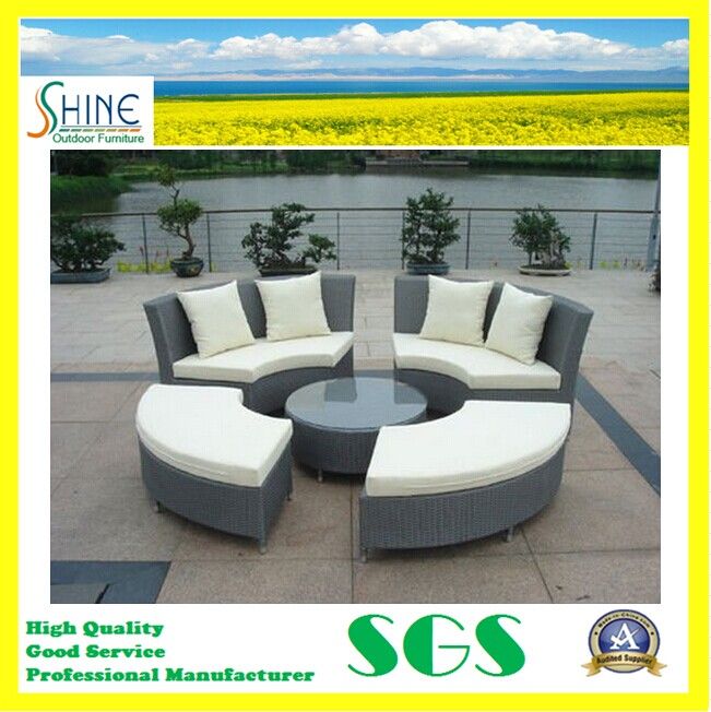 Two Seat Garden Cheap Rattan Round Sofa Set C662