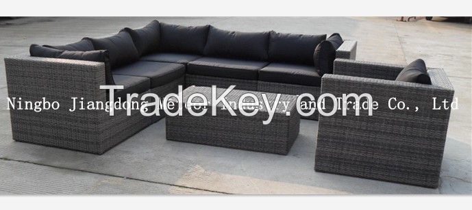 US style huge wicker sofa set, garden dining set for outdoor, waterproof cushion and fireproof