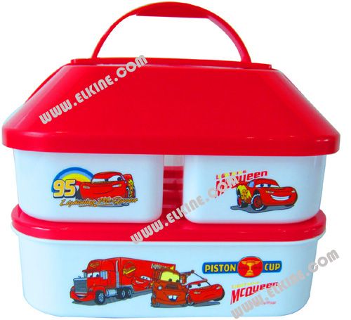 Plastic kid School lunch box portable picinic box combination