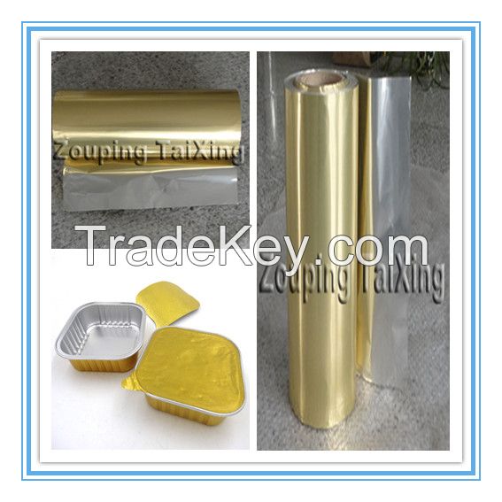 golden aluminium foil with pp film for food container