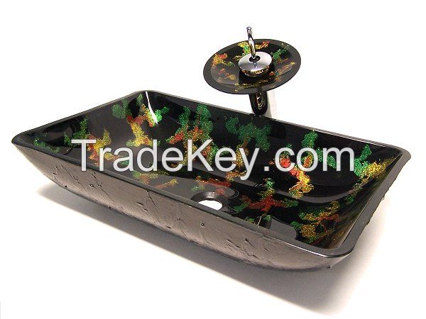 top grade art glass handpainted basin