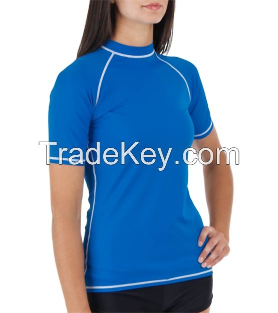 Sell fitness nylon/polyester lycra short sleeve shirts