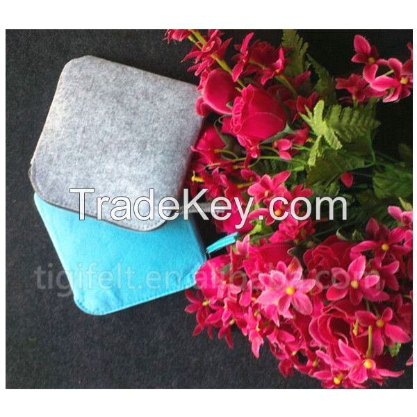 Light Blue Color Felt Comestic Bag