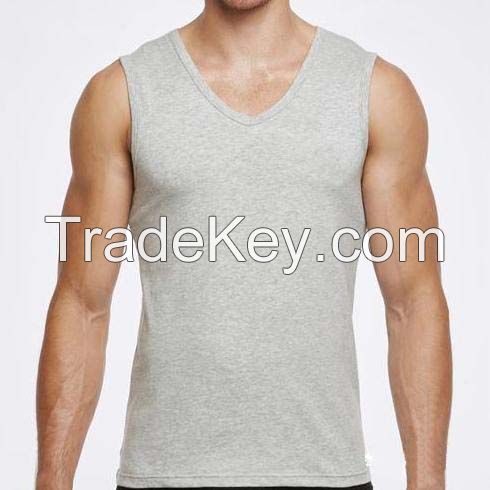 Mens V neck plain tank top