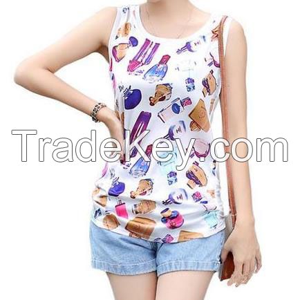 Womens all over print cotton tank top