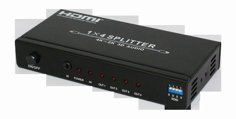 1X4 4Kx2K HDMI Splitter with Audio Extractor