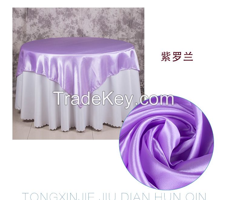 cheap purple satin table cloth overlay for banquet