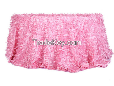 pink petal taffeta table cloth for wedding
