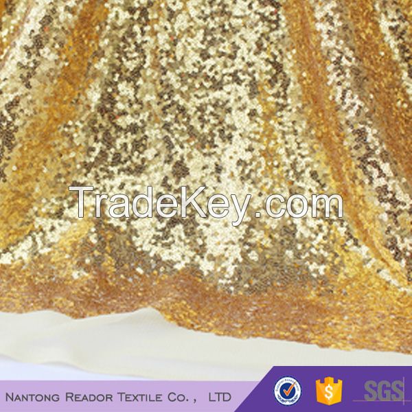 polyester gold sequin table cloth fabric