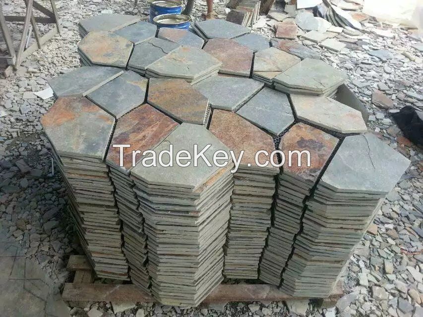 Rusty Slate meshed flooring stone tile paving tile