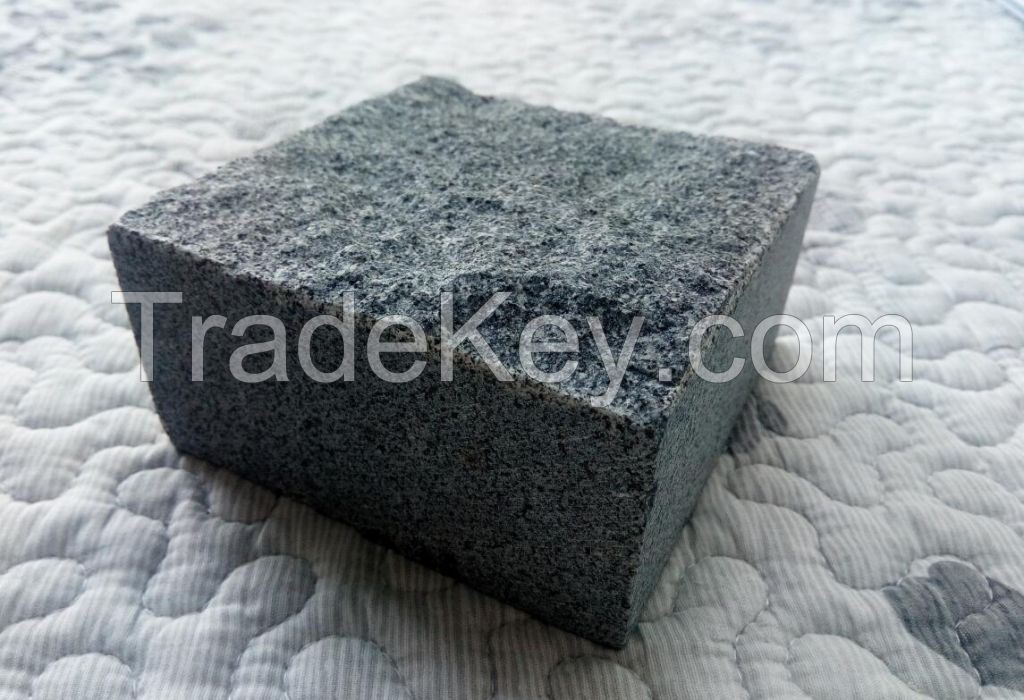 G654 granite cobble stone 10x10x5cm natural top for path paving