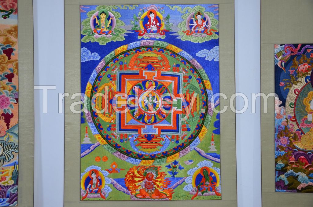 Thangka Tibet Buddha White Tara- 100% hand silk embroidery