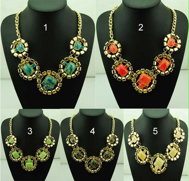 Sell 2014 Fashion Charm Choker Necklace Gemstone Necklace Geometric Necklace