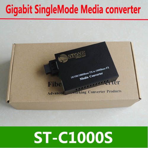 Gigaibt Fiber media converter, 10/100/1000M, SM, 20KM