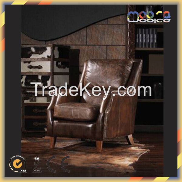 Luxurious Antique italian leather pony-hide lounge chair