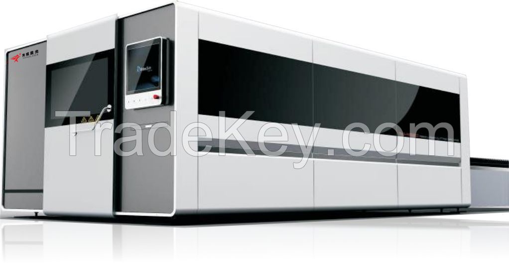 metal plate fiber laser cutting machine with enclosure and shuttel table