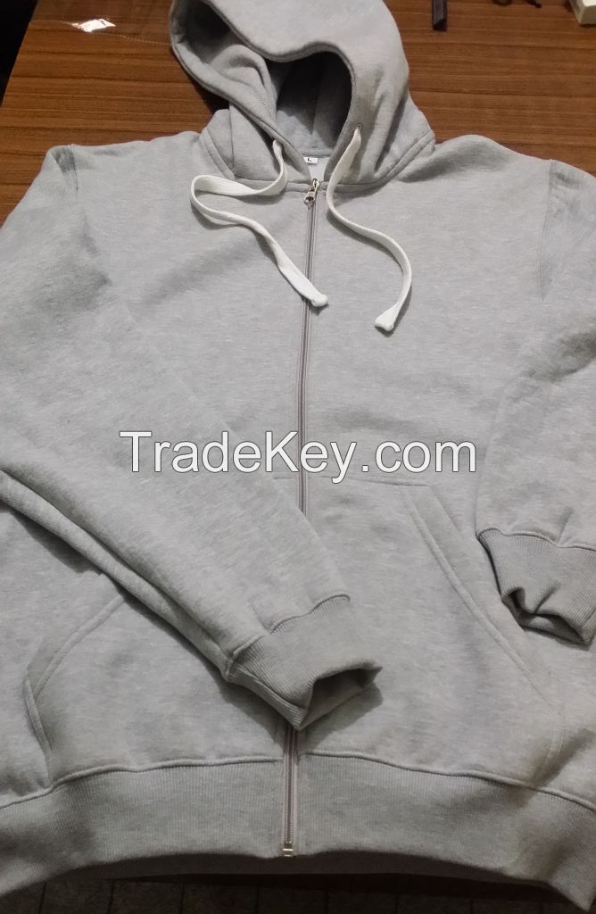 Zip Up Gray Hoodies High Quality (80 %Cotton 20 % Polyester) with a great quality fleece-lined.