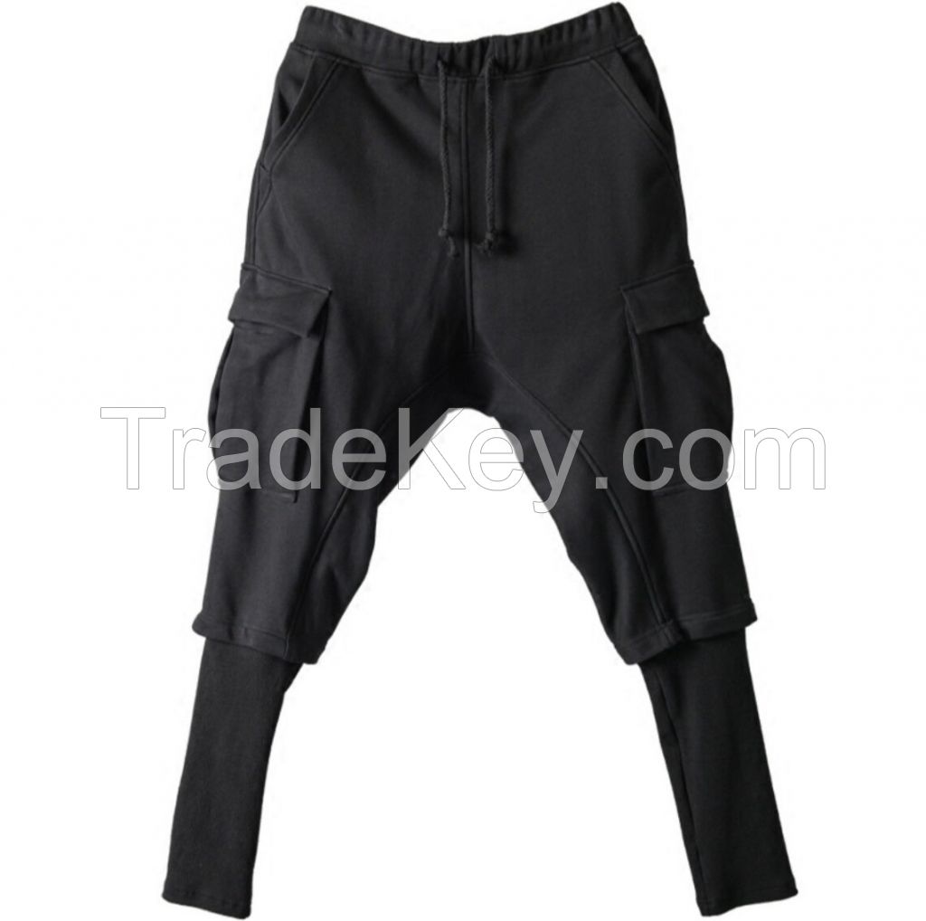 Fleece Black Sweatpants Slim-Fit Zip Pocket Trouser Cargo Pants ASHWAY Sweatpants With Pockets 80% Cotton 20% Polyester