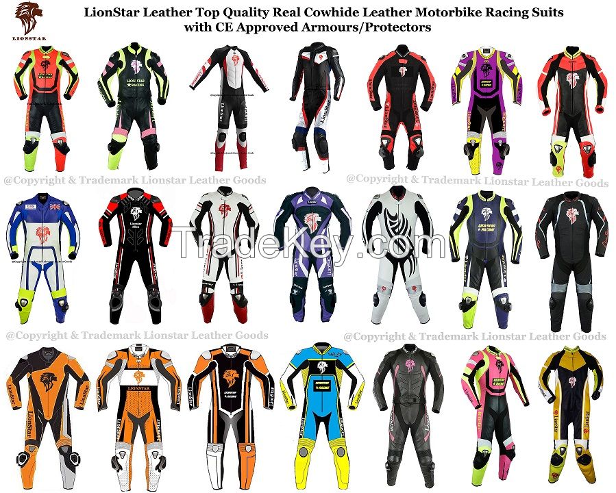 LionStar Adults/Kids Racing Motorbike / Motorcycle Leather Suits with CE Approved Protectors