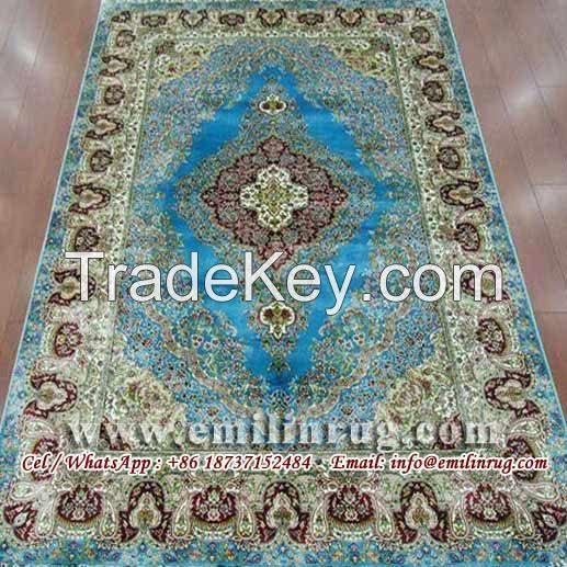 Iran Iranian Oriental Persian Carpet Green China Chinese Hand Knotted Handmade Silk Rug