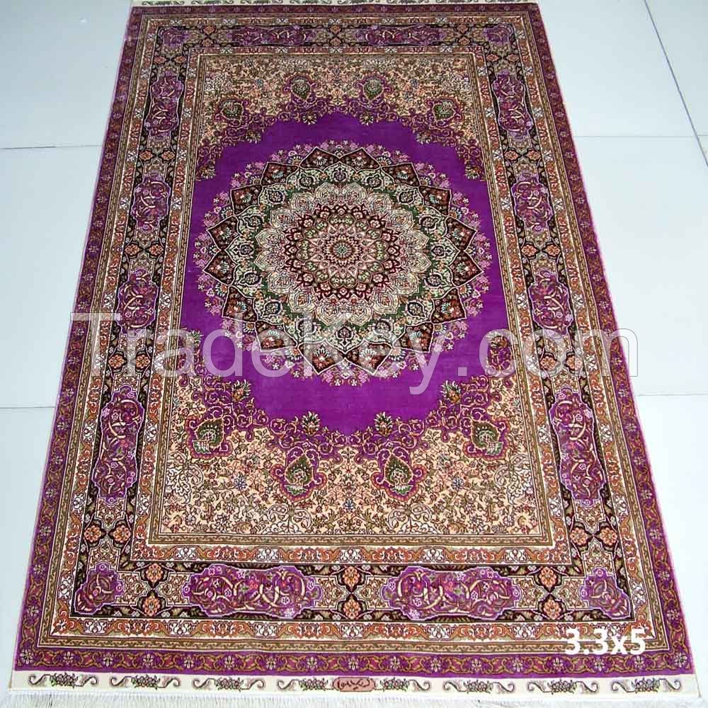 3x5 Small Handmade Persian Pure Silk Rug Hand Knotted Carpet Double Knots Traditional Antique Tabriz Style Chinese Manufacturer