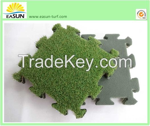 XPE backing Interlocking Turf Tiles/Grass Puzzle Mat