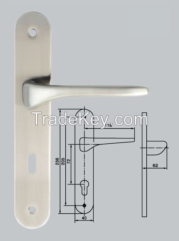 high quality door handle on plate