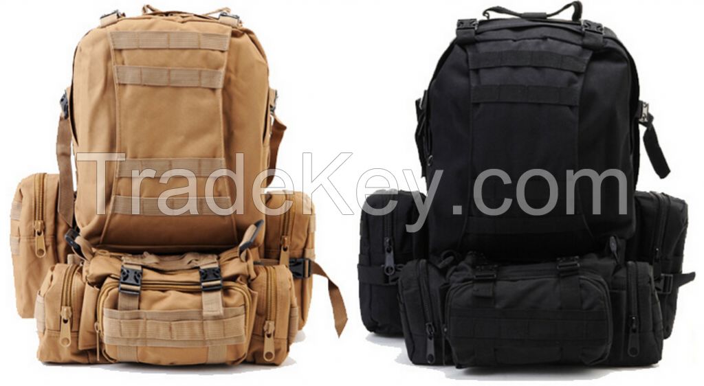 600D outdoor 3P tactical military hiking combination backpack bag, camouflage military bag