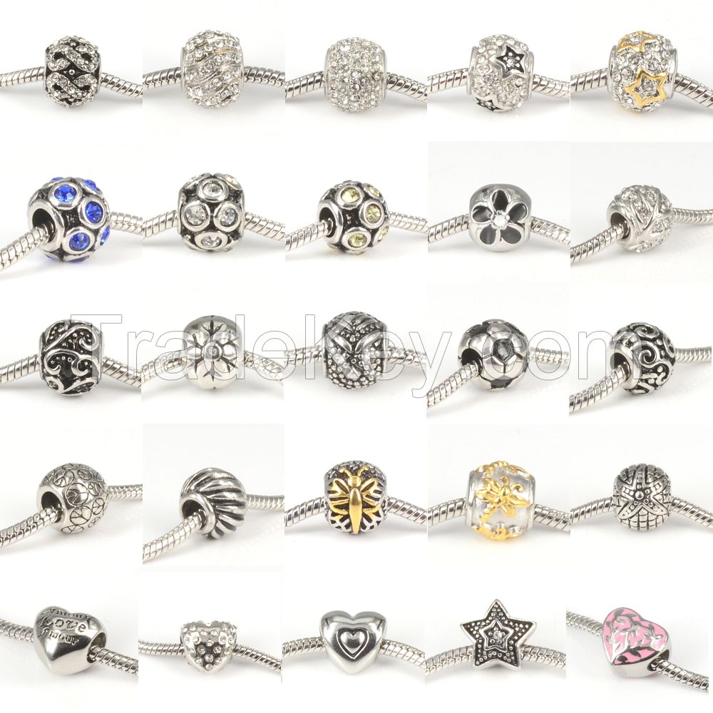 Stylish 316L Stainless Steel Spacer Charms Beads Fit European Bracelets Women's DIY Jewelry Makings