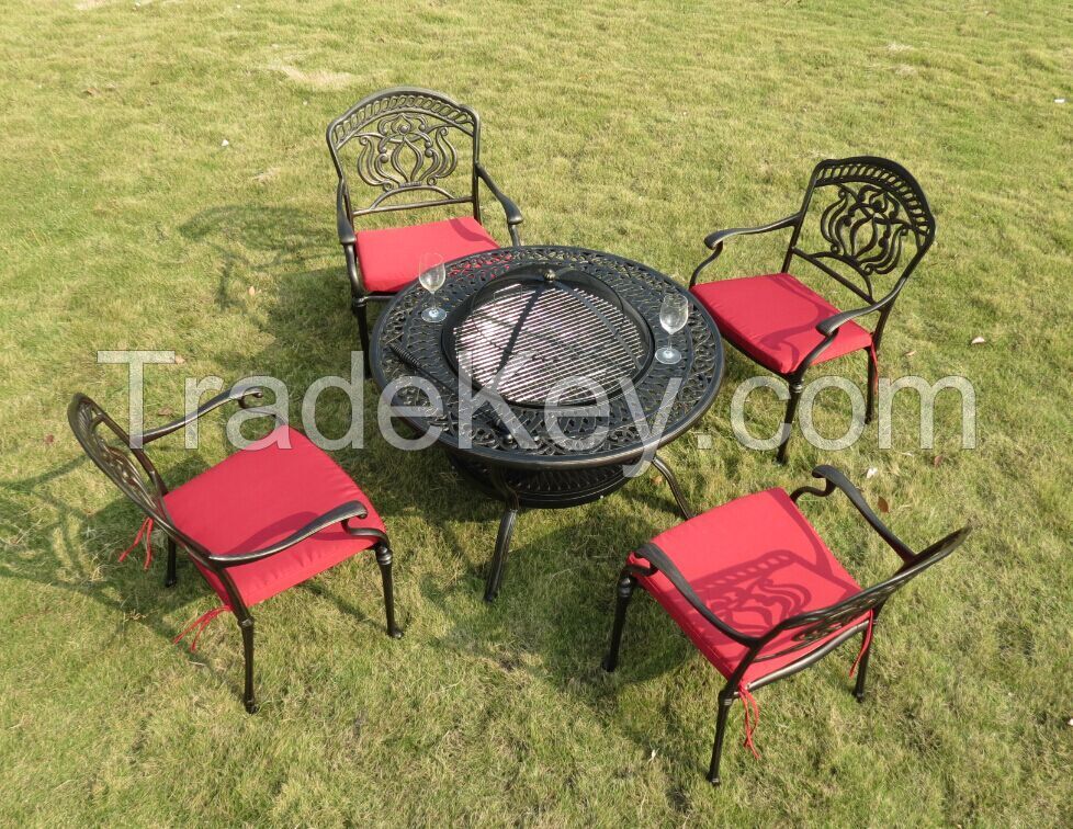 outdoor furniture garden cast-iron bbq grill set