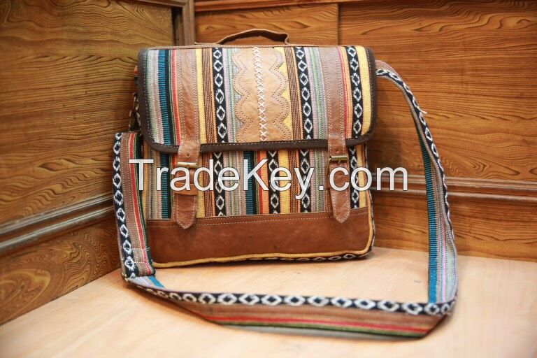 Cotton with Leather Mix Laptop bag