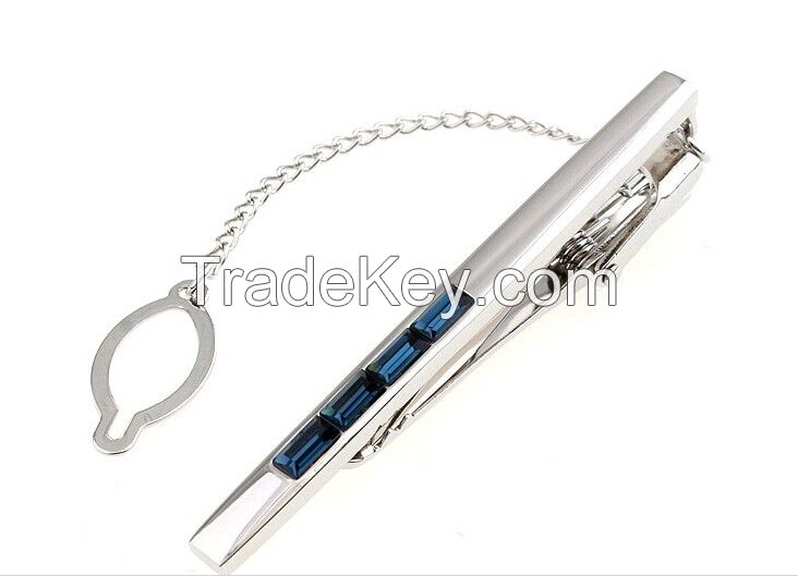 Custom crystal mens tie clip