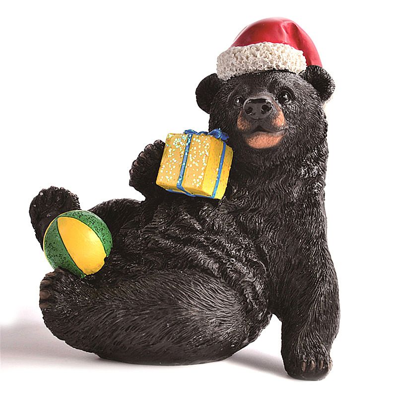 OEM design  artificial resin black bear statue figurine home decoration