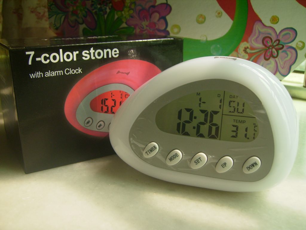 RS-718 Stone Shape Alarm Clock with Color Changing Light, gift for kid's