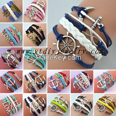 hand-knitted fashion leather bracelet
