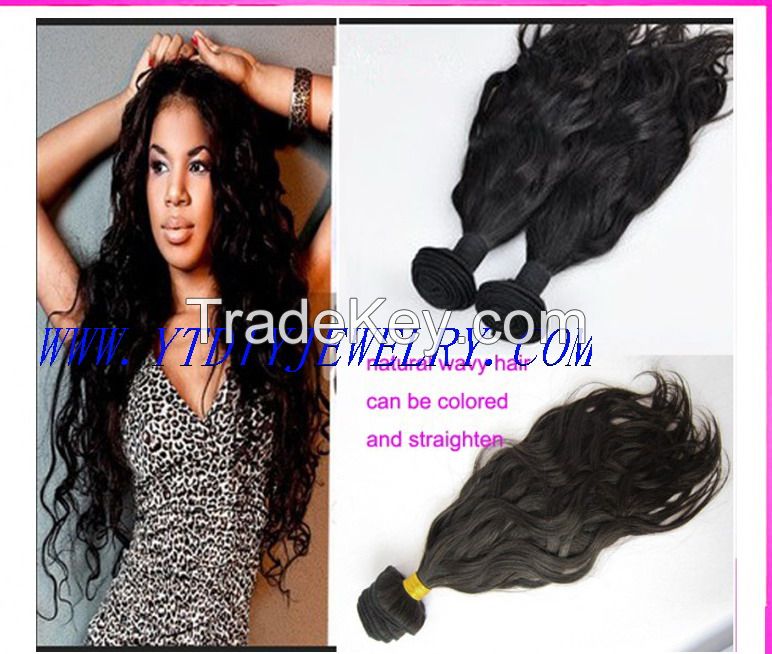 brazilian virgin hair natural wavy hair  100% human hair extension can be dyed