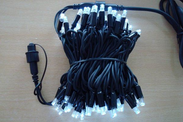 Sell 230V LED string light with black rubber cable and white LED connectable