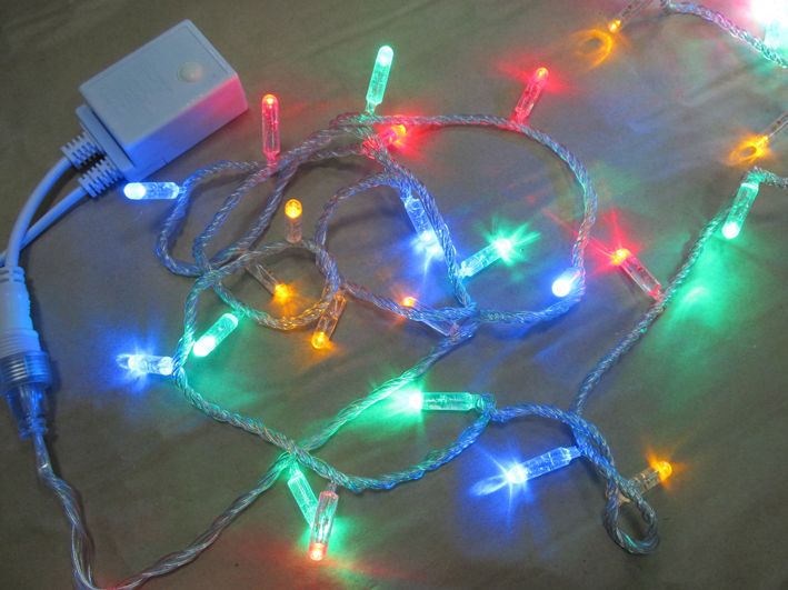 Sell LED string light with multi color LED and white cable connectable 230V/110V/24V