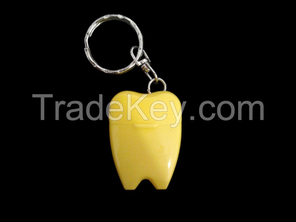 15m keychain tooth shape dental floss with FDA/ISO