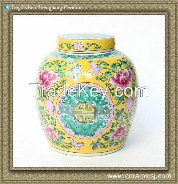 RYQQ34 7.5inch Hand painted Floral Melon Jar