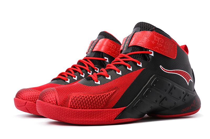 Onemix-1133 High Top Basketball Shoes Black and Red Sports Shoes Gym Boots Athletic Shoes