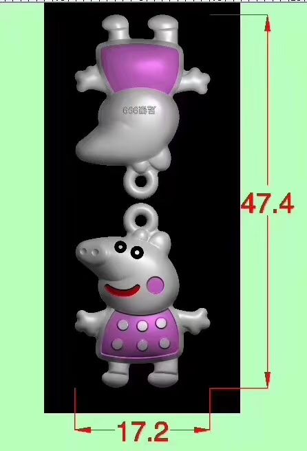 Wholesale S999 Sterling Silver Jewelry Peppa Pig Pendants 3 Colors