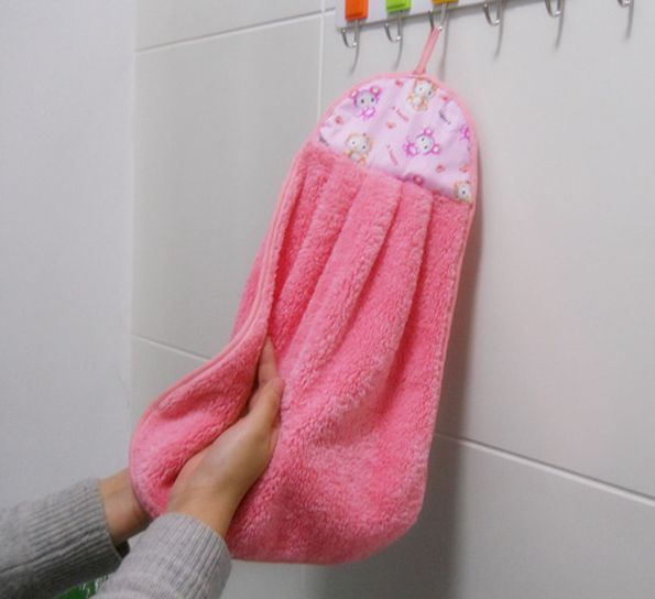 Hanging microfiber kitchen towel